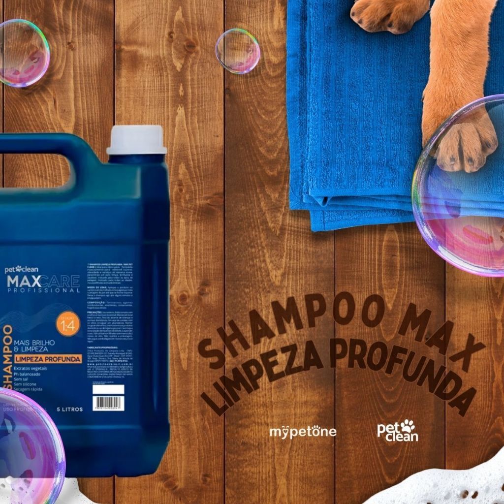 Shampoo Max Limpeza Profunda 5 Litros Cachorro Pet Clean Cães Gato Profissional Pet Clean 1,2,3 ou 4 Unidades — imagem 2 de 2