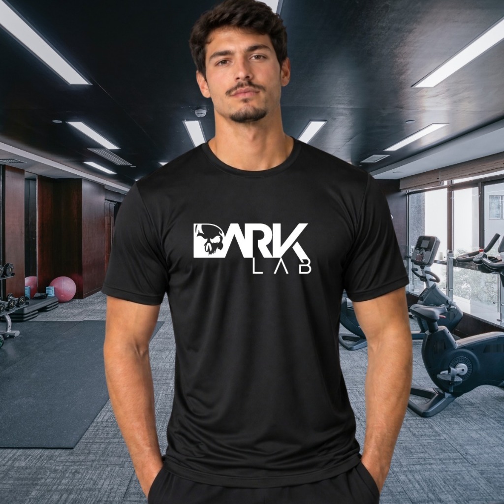 Camiseta Dry Fit Masculina Dark Lab Academia Treino Musculação Crossfit Esportiva Poliéster Respirável