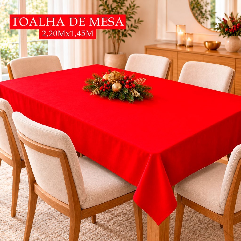 Toalha De Mesa Grande Oxford 2,20mx1,45m Costura Reforçada Natal Casa Festas Eventos
