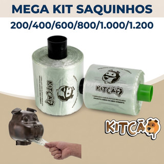 Kit 200 Saquinhos Refil bobina Rolinho Kitcão higiênico pet Cata Caca coleta de fezes animal