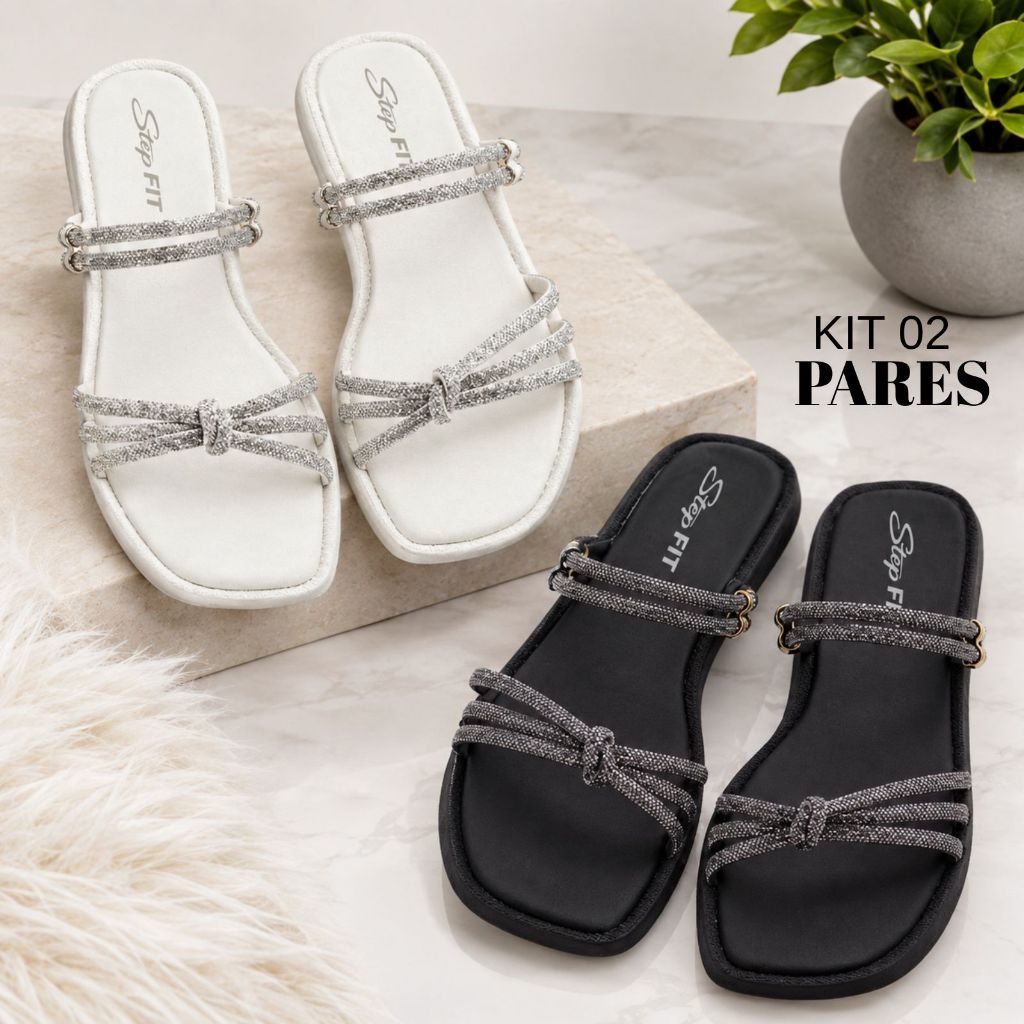 Kit 02 Pares Sandália Rasteirinha Feminina Antiderrapante Confortável Envio Imediato