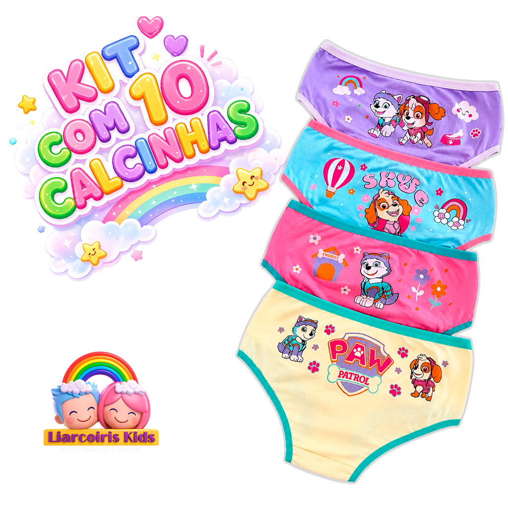 Kit 10 Calcinhas Infantis Menina