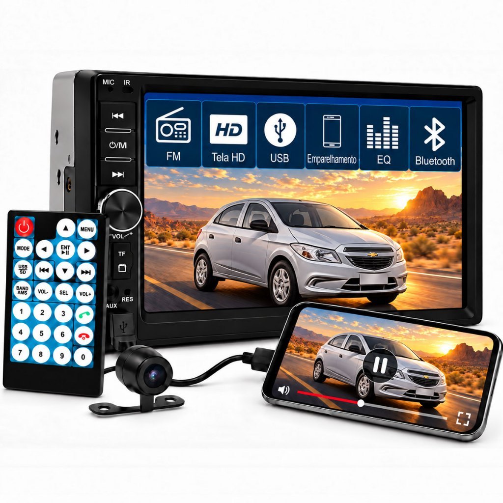 Central Multimidia Onix Joy 2012 a 2019 Câmera Ré Bluetooth Espelha + Moldura + Câmera