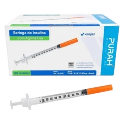 Seringa De Insulina 1ml U100 Com Agulha Ultra fina Fixa Estéril E Descartável Para Aplicação Precisa E Segura