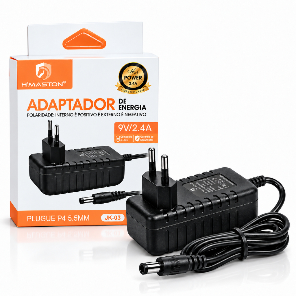 Fonte H"MASTON 9V 2A Bivolt 50/60Hz Estabilizada Para Roteador CFTV P4