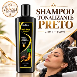 Shampoo Tonalizante Preto Koreana 500ml 3 em 1 Coloração Limpeza e Nutrição Capilar