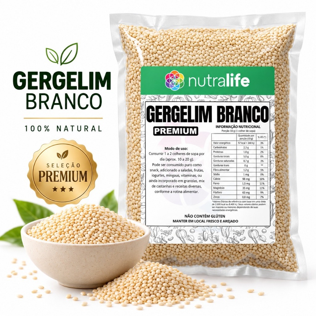 Gergelim Branco Premium | Rico Em Cálcio E Fibras | Embalado à Vácuo