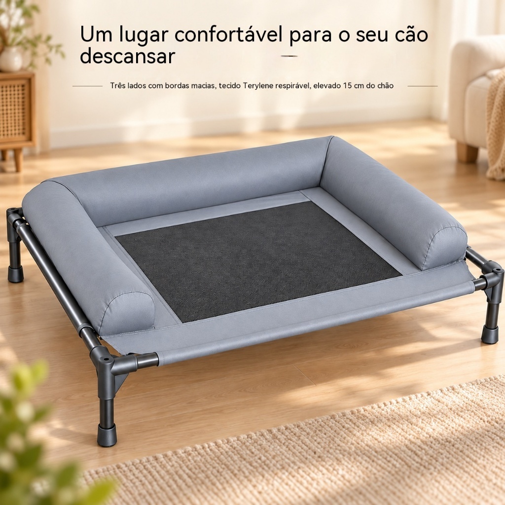 Cama Elevada c/ Almofada de Proteção p/ Pets | Respiráve | Antiderrapante | Aço Antiferrugem | Média e Grande