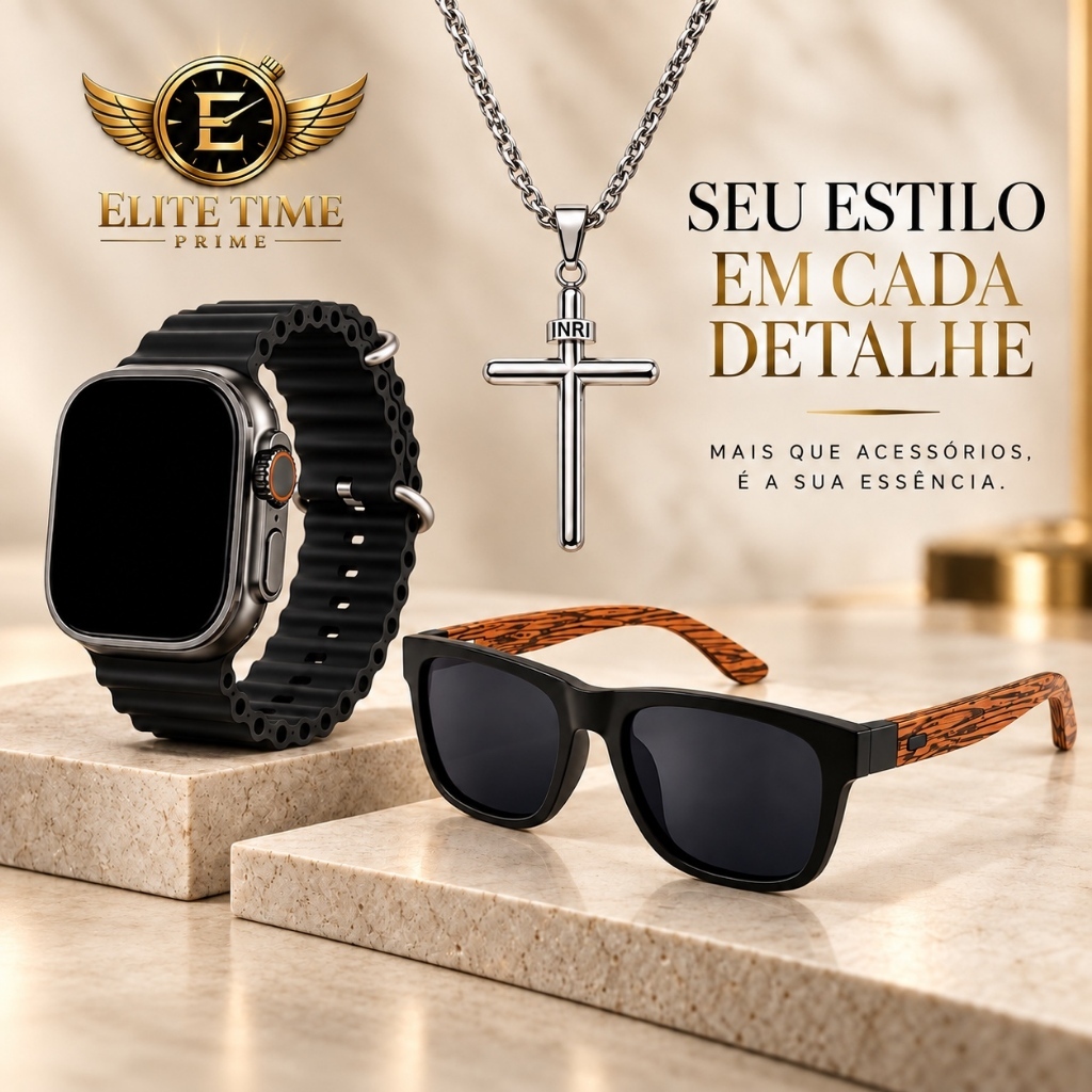 Kit Relógio Masculino Digital LED + Óculos de Sol + Corrente com Cruz