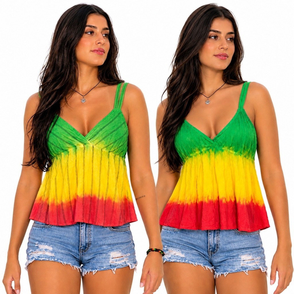 Blusa Batinha Feminina Regata Alçinha Ajustável Tie Dye Regulavel Estampada Colorida Soltinha Verão