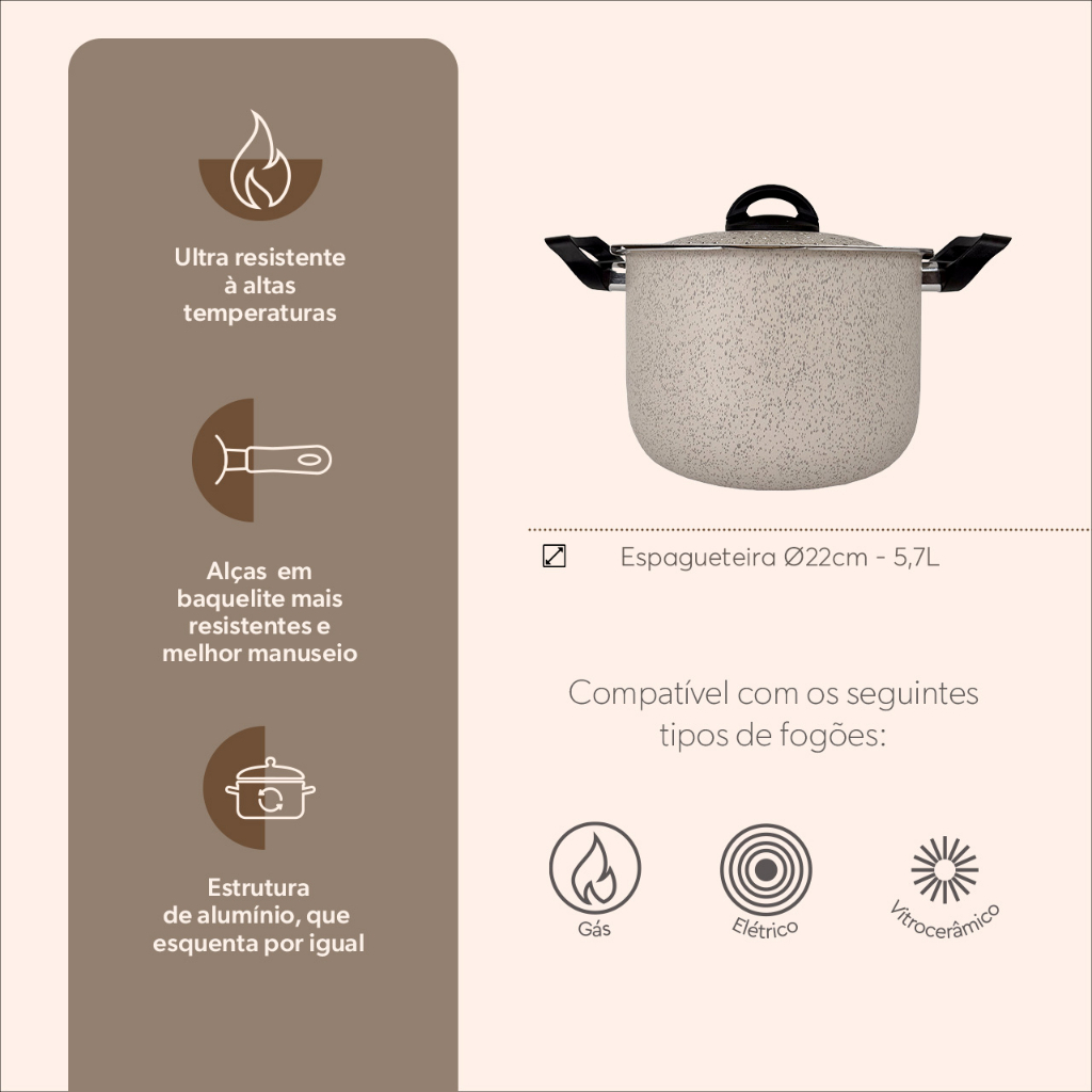 Espagueteira Brinox Ø 22cm 5,7 L Especiarias Vanilla — imagem 2 de 2