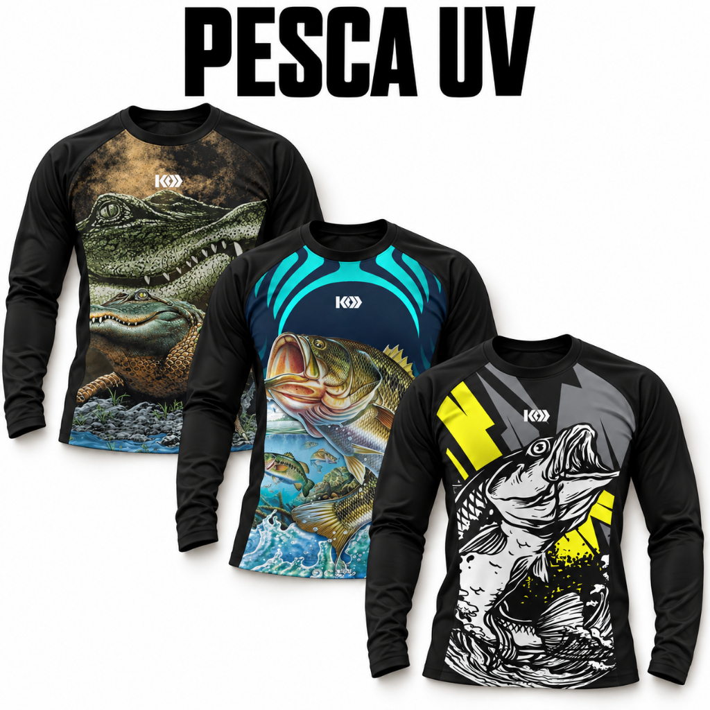 Camisa Camisetas Blusa de Pesca Peixe UV50 Masculina e Feminina Manga Longa Proteção Solar pescaria