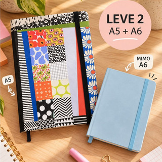 Caderno A5 Artesanal + Caderno A6 Incluso | Capa Dura | 120 Páginas