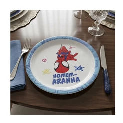 Prato Homem Aranha Melamine Fundo Tuut Linha Disney 21cm