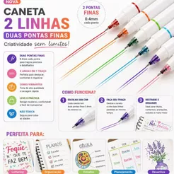 Caneta Ponta Fina Pen Hidrocor Multi Shape 2 Linhas Coloridas Fine Line Lettering Bobby Goods
