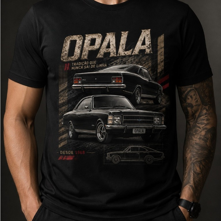 Camiseta Masculina Opala Clássico Vintage Carros Antigos 100% Algodão Premium