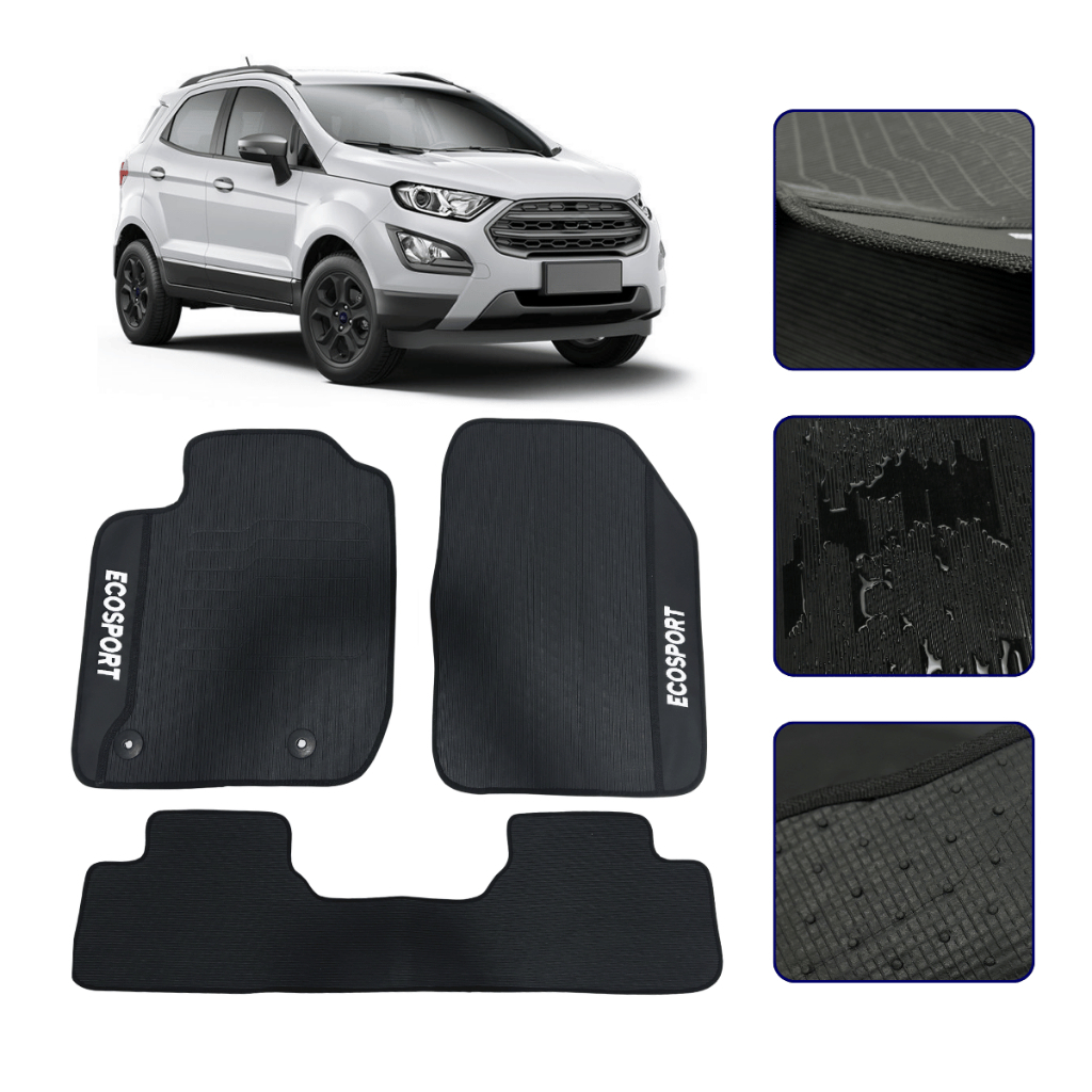 Jogo de Tapete Emborrachado Para EcoSport 2013 14 15 16 17 18 19 20 2021 Automotivo Impermeavel