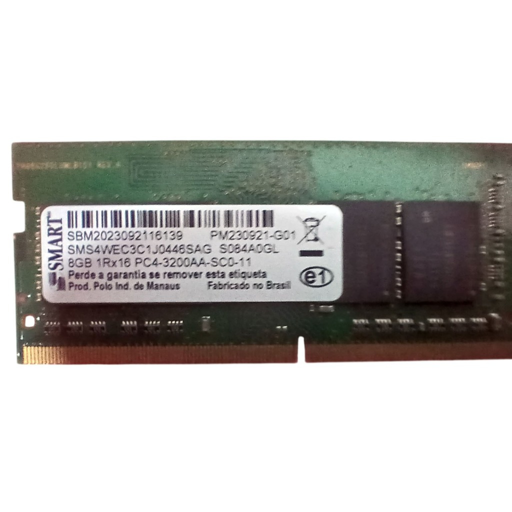 PENTE DE MEMÓRIA 8GB DDR4 SO-DIMM 260 PINOS SMS4WEC3C1J0446SAG PC4-3200AA PC4-25600