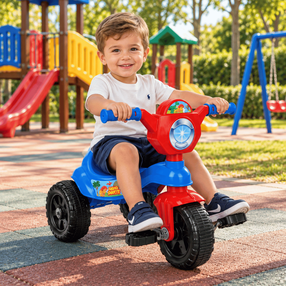 Kemotoca Velotrol Triciclo Dinossauro Kendy com Pedal Menino e Menina certificado inmetro Brinquedo Infantil