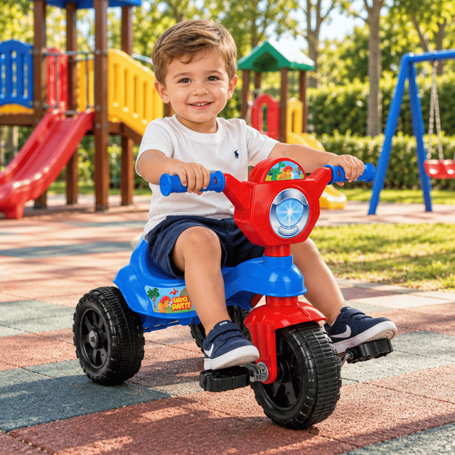 Kemotoca Velotrol Triciclo Dinossauro Kendy com Pedal Menino e Menina certificado inmetro Brinquedo Infantil