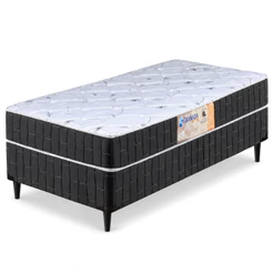 Cama Box Solteiro Conjugado Granada Umaflex Preto / Branco Flor