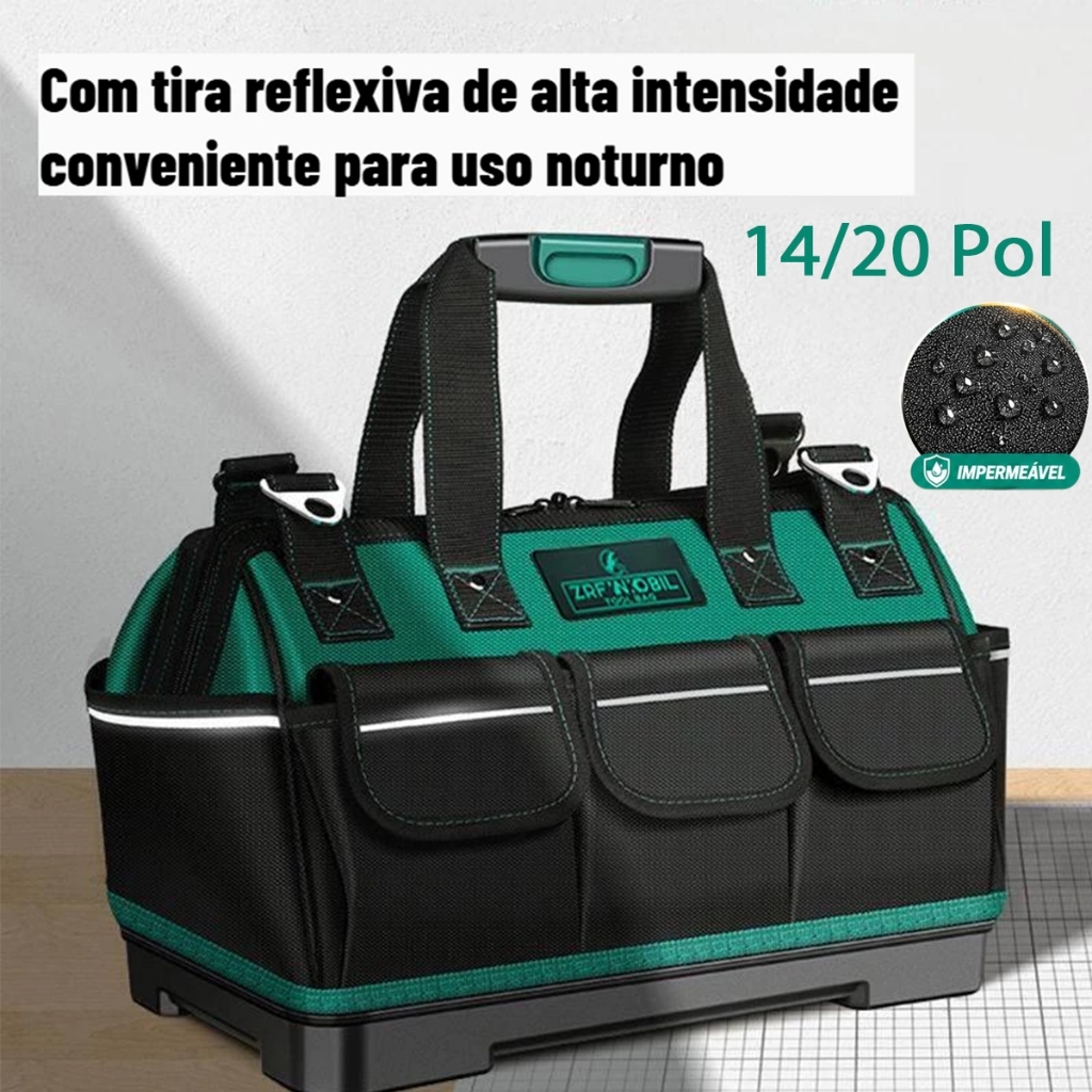 Caixa de Ferramentas Profissional 14/20 Polegadas - Bolsa de Armazenamento Multiuso para Ferramentas