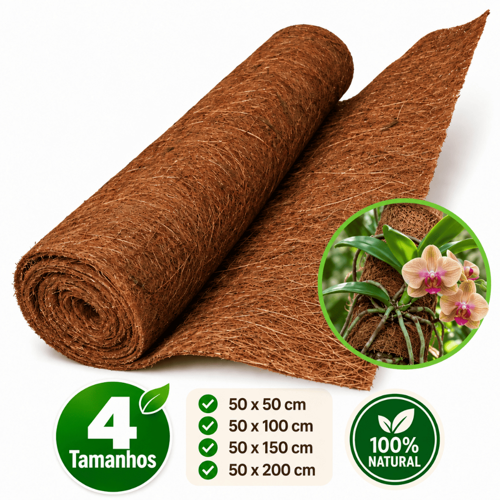Manta de Fibra de Coco 100% Natural Orgânica Para Vasos e Orquídeas Jardinagem e Drenagem - 4 Tamanhos