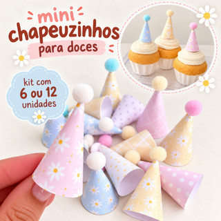 Mini chapeuzinhos para docinhos- margaridas/chapéu para docinhos/chapéu de festa para docinhos/decoração festa infantil