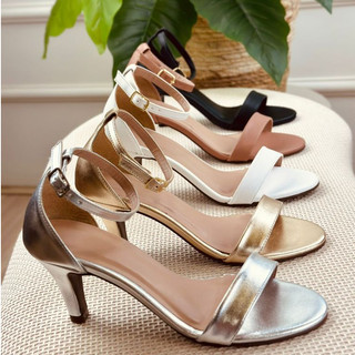 Sandália Feminina Salto Fino 7cm Gisele Básica Casual Confortável Festa Elegante
