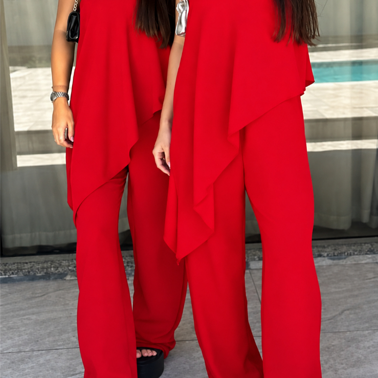 Macacão Feminino Pantalona Tomara que Caia Assimétrico
