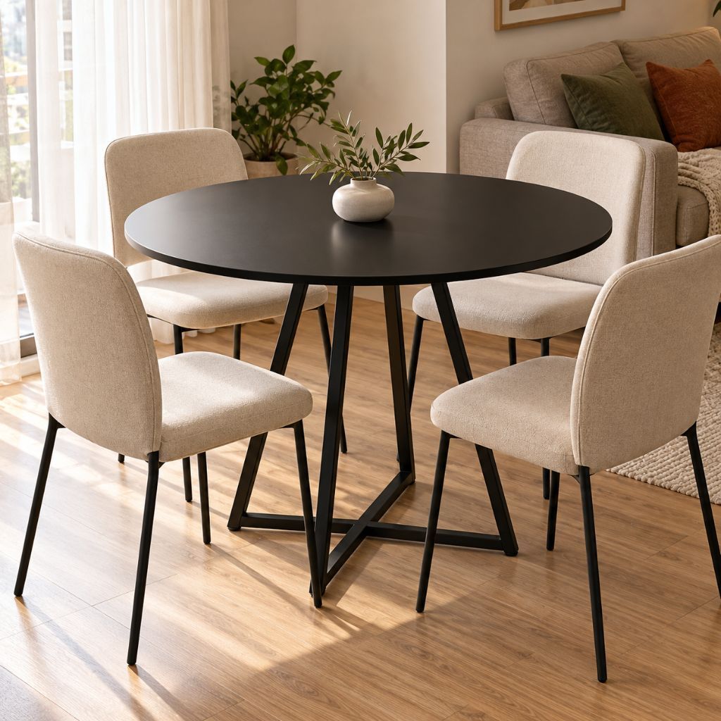 Mesa de Jantar Redonda Moderna Industrial Para Sala De Estar Cozinha | Resistente Estrutura em Aço — imagem 2 de 2