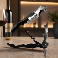 Kit 3 Abridor De Garrafa Vinho Saca Rolhas Aço Inox