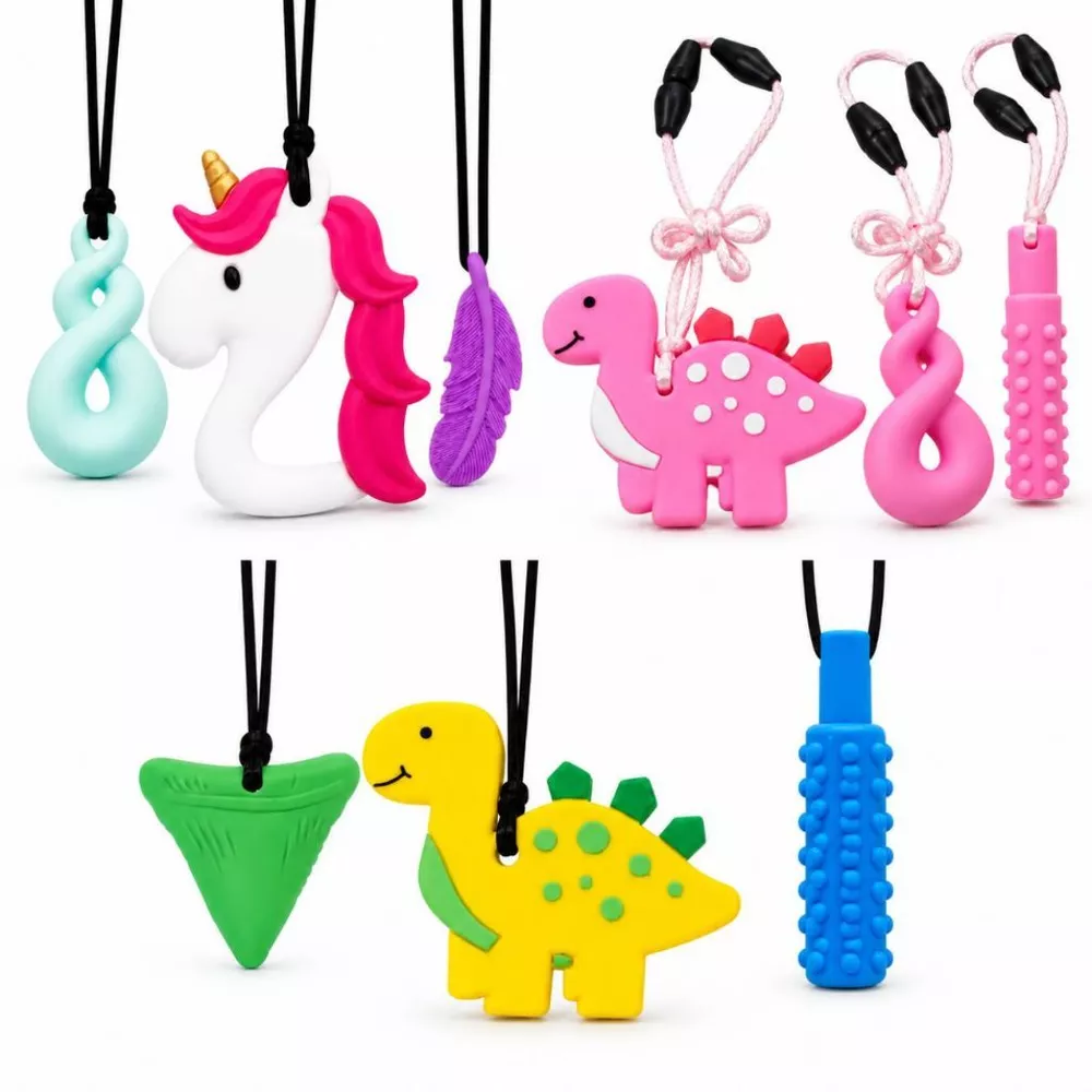 Kit 3 Colar Mordedor Sensorial Infantil Autismo Anti Stress TDHA TEA TOD Regulação