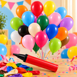 Kit 400 Balão Liso + Bomba de Bexiga Decoração 6'' Comemoração Bola Festa Surpresa Aniversário
