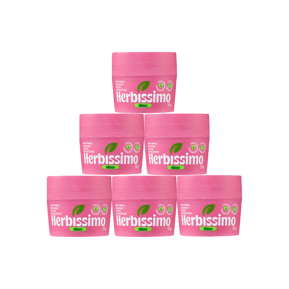 Kit Desodorante Em Creme Antitranspirante Herbíssimo Hibisco 55G (6 unidades)