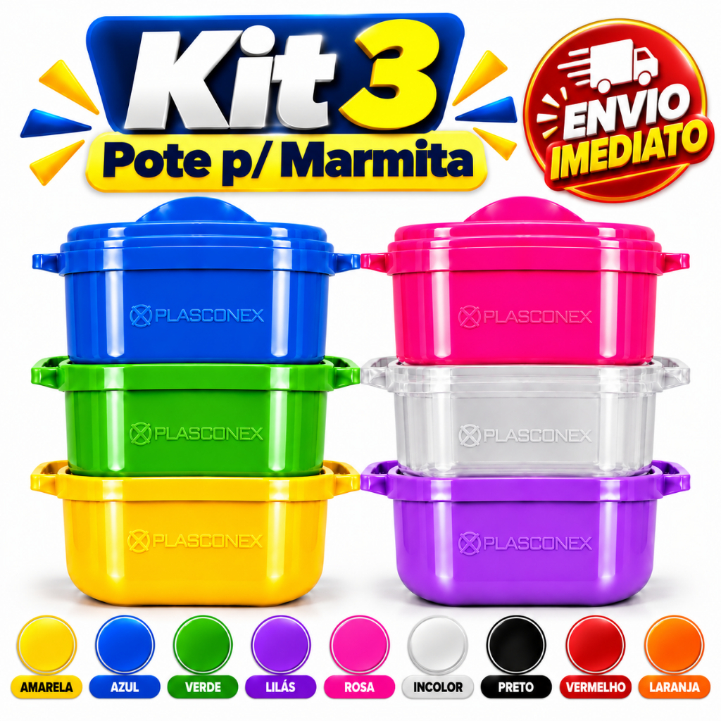 Kit 3 Panela de Microondas Tapoer Vasilhas Original - Caçarola - Cores
