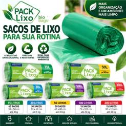 Saco De Lixo Reforçado Biodegradável 15 30 50 100 200 Litros