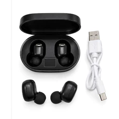 Fones de ouvido sem fio Bluetooth compactos Airdots com Estojo Recarregável Na cor preto