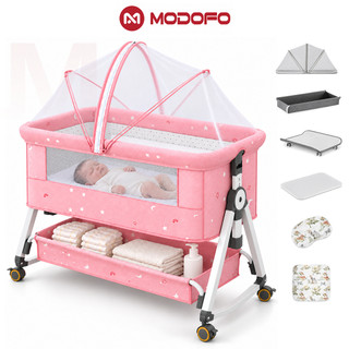 Berço Moisés Portátil Co-Bed 4 em 1 com 6 Alturas Ajustáveis Balanço Mosquiteiro Cesto e Opção de Trocador