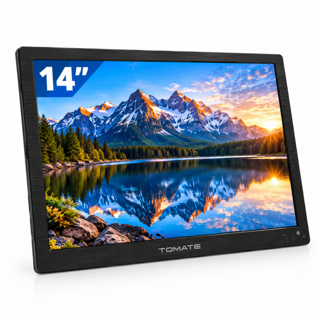 TV Monitor Digital Portátil 14" HD USB HDMI RCA AV Controle Remoto Bivolt