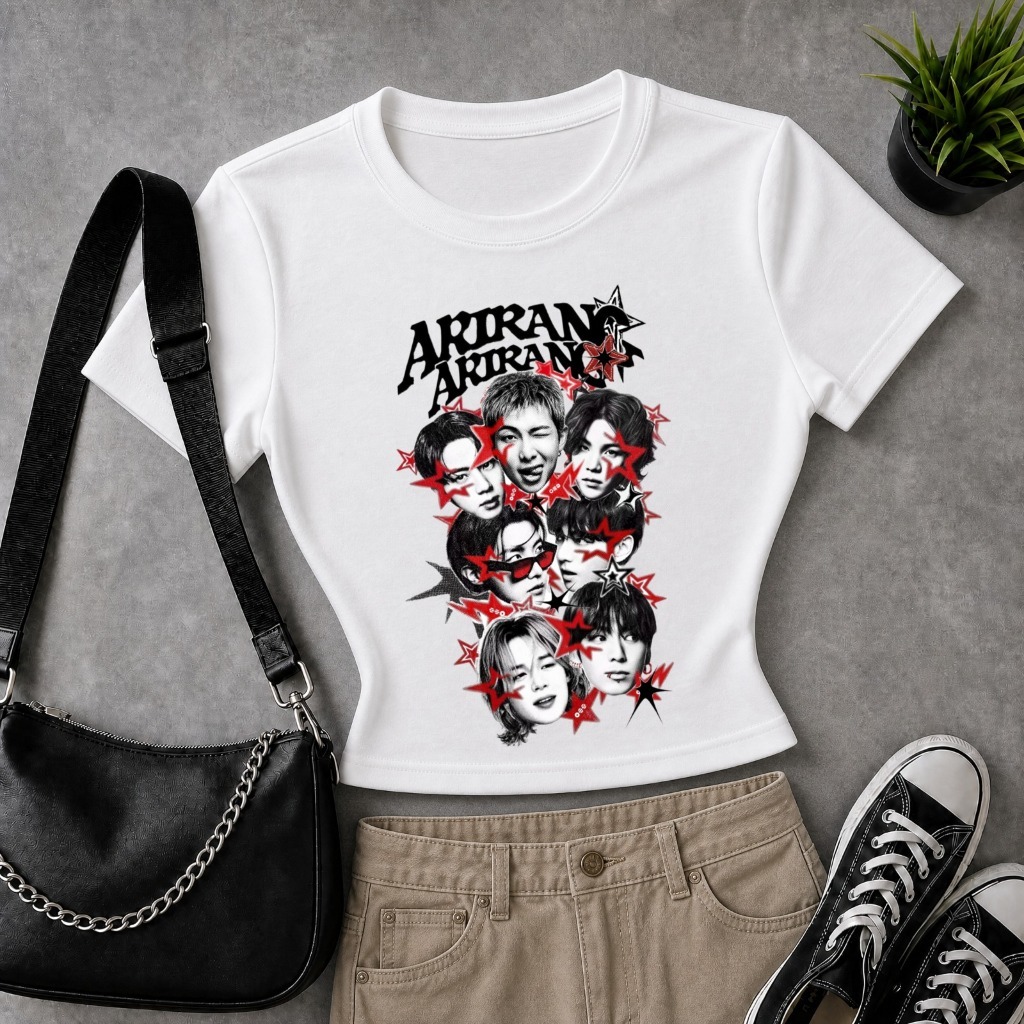 Camiseta Bts coreana k-pop simbolo banda turne arirang Brasil 2026 blusa bts babylook bts babytee