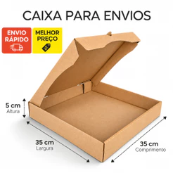 Kit 25 Caixas De Papelão 35x35x5 Para Doces Salgados Delivery Embalagem Pardo Montável