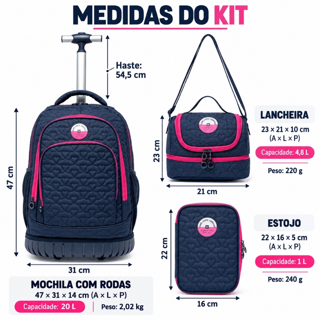 Kit Mochila Adulto Estojo Lancheira Juvenil Reforçada Hang Loose · foto 2