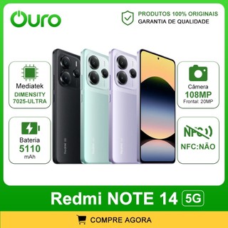 Xiaomi Redmi Note 15 4G, Câmera 108 MP, Bateria 6000mAh,128/2562GB - 6/8GB RAM, Processador Hélio G100-Ultra