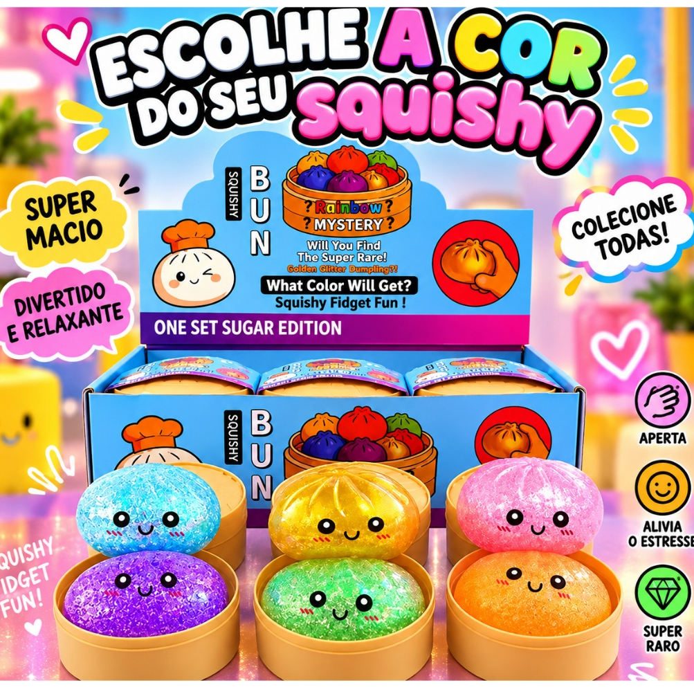 8.5cm Squishies De Bolinho Caixa De Brilho Gigante Brinquedos Sensoriais Coloridos Bola De Alívio De Estresse  Presente