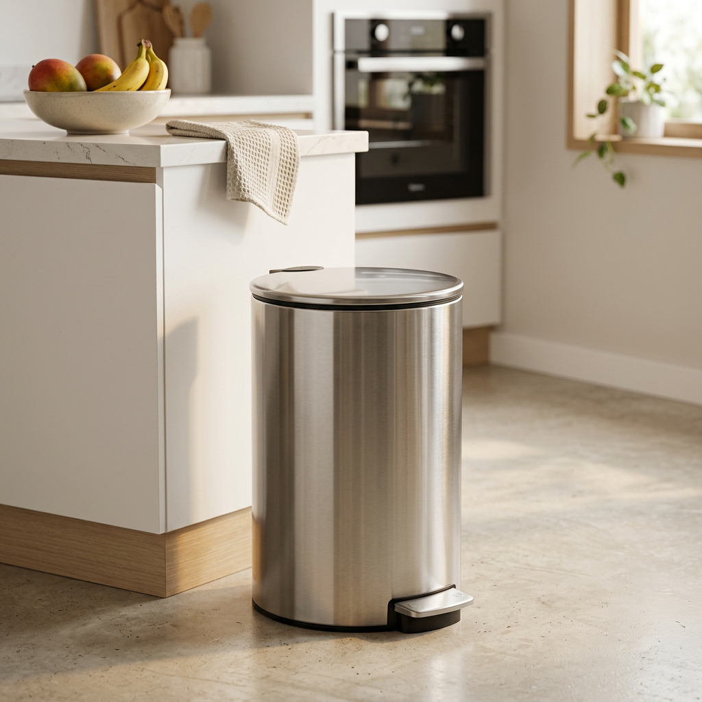 Lixeira cesto Inox Slim 12 L  Redonda Com Pedal Duravel Acabamento Premium Cozinha Banheiro Escritório Lavanderia Pia