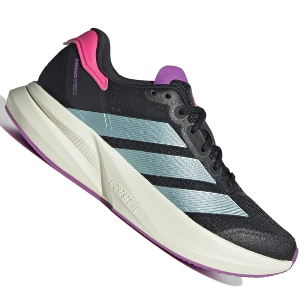 Tênis Adidas Duramo Speed 2 Feminino Preto e Azul Original Para Corrida Academia e Caminhada Leve