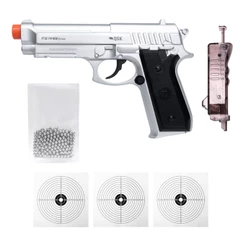 PISTOLA AIRGUN PT92 FULLMETAL SILVER 4,5MM QGK +ESFERA+ALVOS
