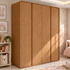 Guarda Roupa Solteiro 100% MDF 4 Portas Easy Like Amêndo Clean