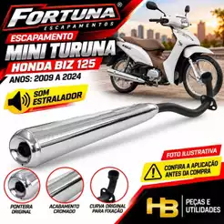 Escapamento Biz 125 2009 À 2024 Mini Turuna Estrador Cromado